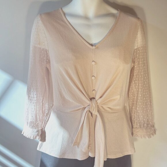 Flower & Feather SZL Pastel Pink Peplum Top Fairy Cottage Romantic Feminine Boho - Picture 1 of 8